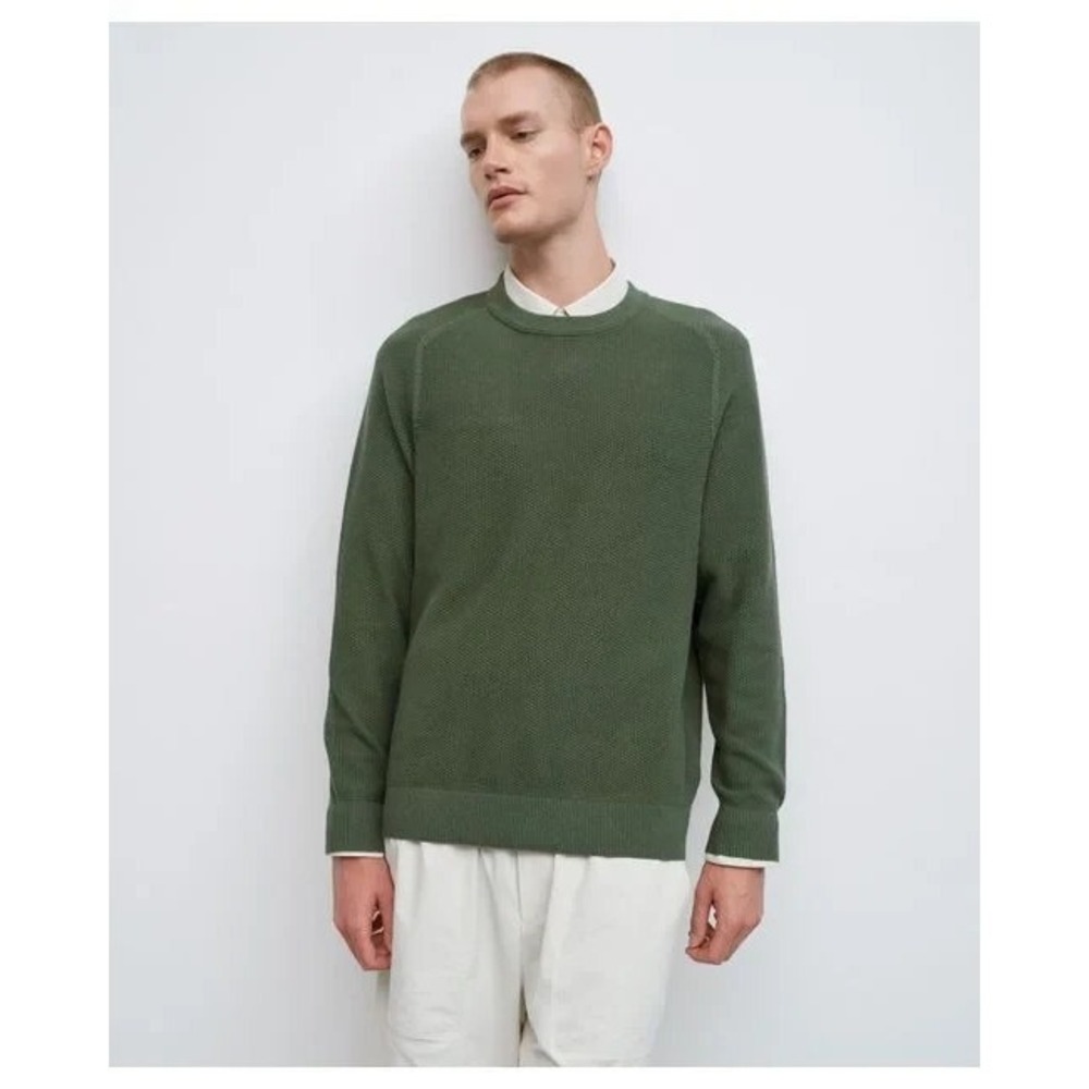 Lululemon Sweater Men's Small Green Textured Knit Crewneck Pullover Cotton Blend